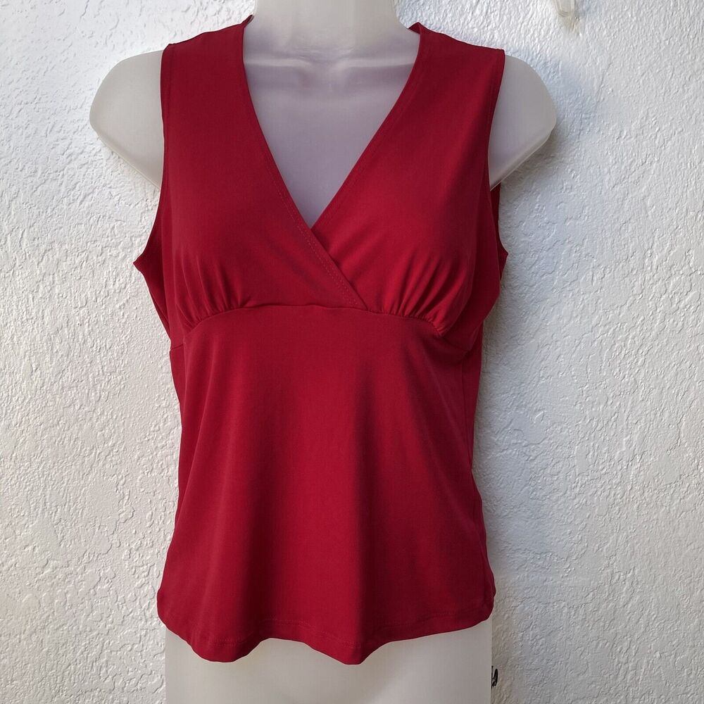 Hiatus Women Y2K V-Neck Baby Doll Tank Top Red Size L Casual Minimalist Resort‎